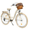 CITY-FAHRRAD Milord mit Weidenkorb, 28 Zoll, Creme-Braun, 7-Gang - Creme/Braun, Metall (46cm) - Milordbikes