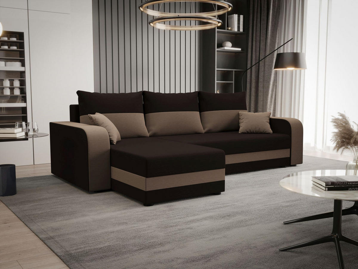 ECKSOFA HEWLET L BIS Rainbow 41+05 Links mit Schlaffunktion - Braun, Textil (240/140cm) - Bedante