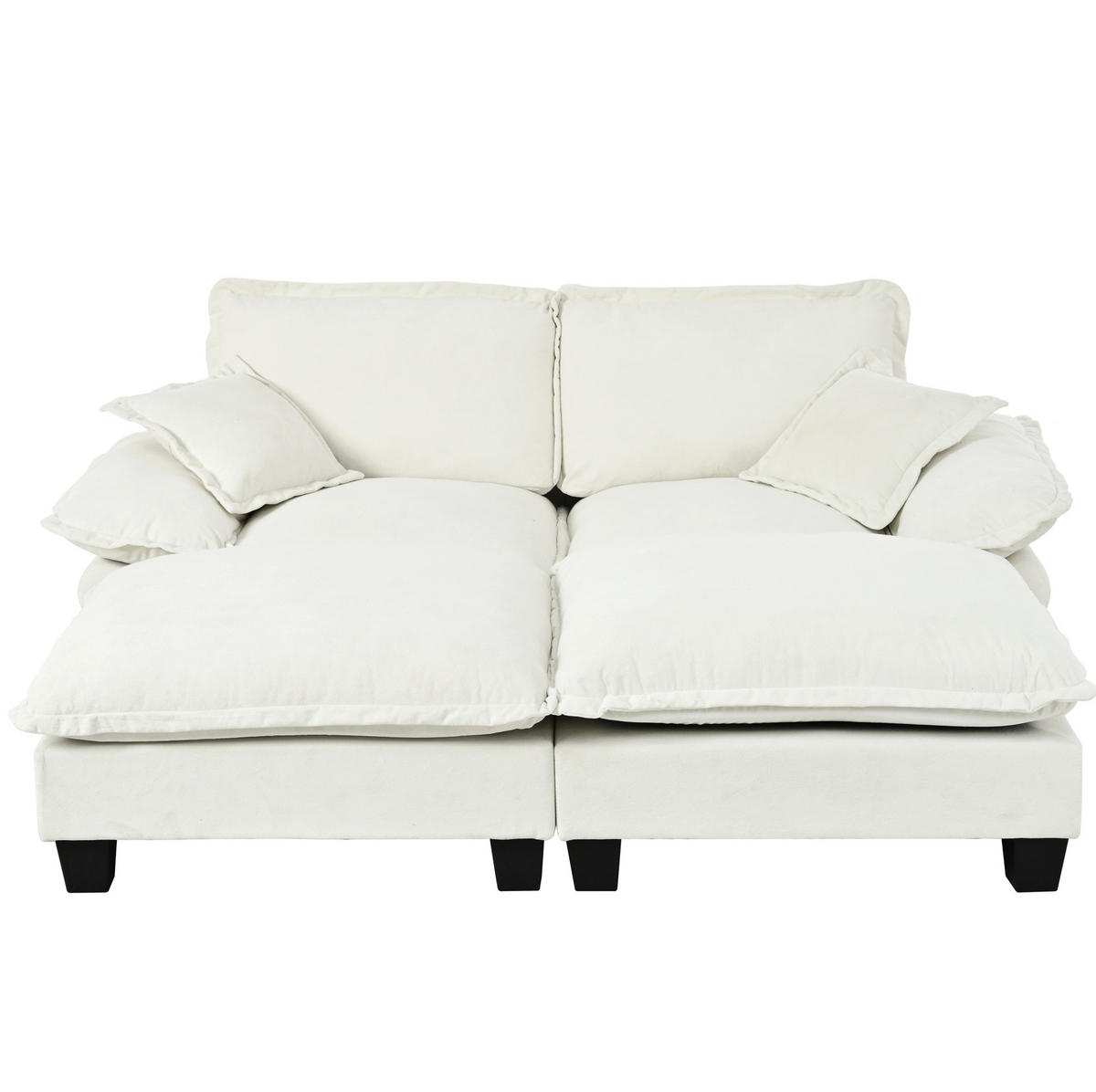 ECKSOFA 194/151/90 cm beige aus Chenille mit Ottomanen - Beige, Textil (151/194cm) - OKWISH