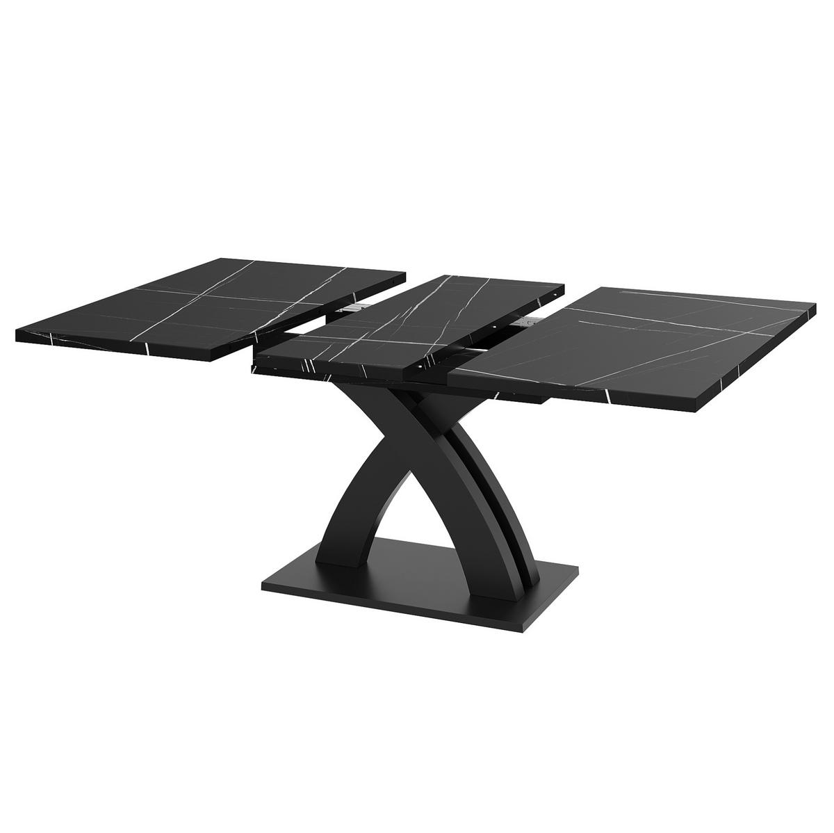 ESSTISCH 120(160)/80/76 cm ausziehbar mit versteckter Einlegeplatte und X-Gestell, Schwarz - Schwarz, Holzwerkstoff (120/80/75cm) - Redom