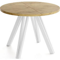 ESSTISCH Ravero runder ausziehbarer, Eiche Hell Braun 100-140/100/77 cm - Eichefarben/Braun, Holz/Holzwerkstoff (100/140/76.5cm) - WFL GROUP