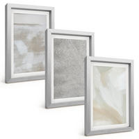 BILDER SET 3er Set - 20x30 cm Silberner Rahmen - Abstraktes modernes Design - Silberfarben, Kunststoff (20/30cm) - TULUP