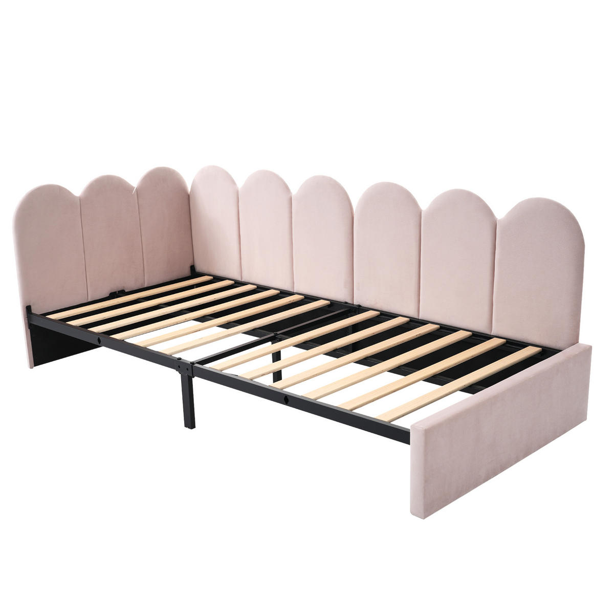 POLSTERBETT aus Samt 90x190 cm in Rosa mit 2 Schubladen - Rosa, Textil (90/190cm) - Modfu