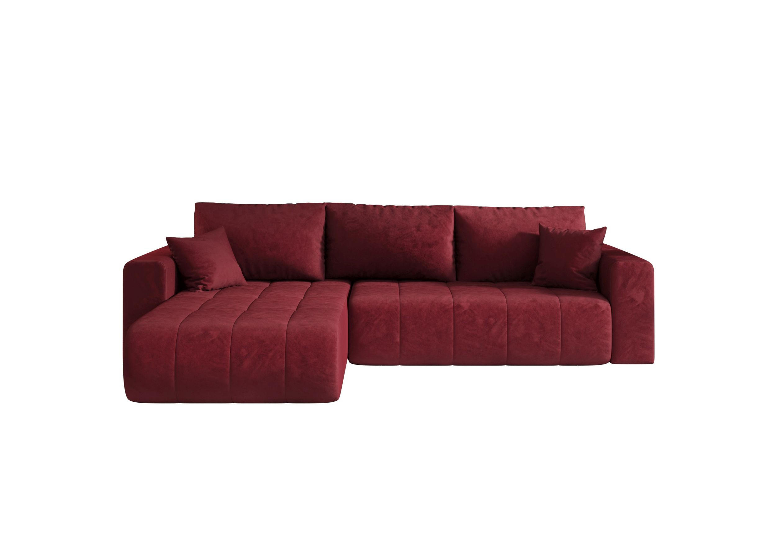 ECKSOFA mit Schlaffunktion MILO L Monolith 59 Links - Rot, Textil (280/175cm) - Bedante