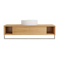 EINZELWASCHTISCH - 120 cm x 50 cm - Holz, Platte - Naturfarben Hell - KUPANG - Naturfarben, Holz (120/32/50cm) - Vente-Unique