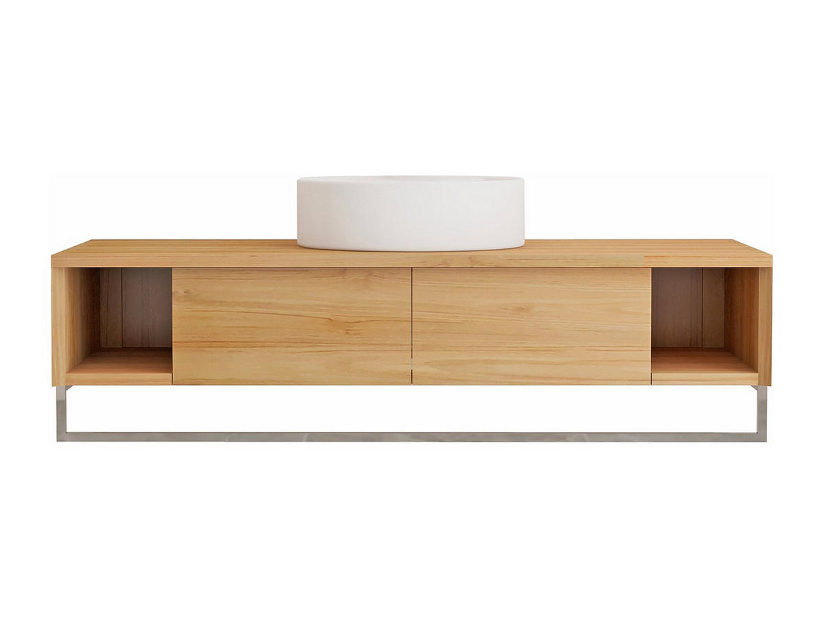 EINZELWASCHTISCH - 120 cmcm x 50 cmcm - Holz, Platte - Naturfarben Hell - KUPANG - Naturfarben, Holz (120/32/50cm) - Vente-Unique