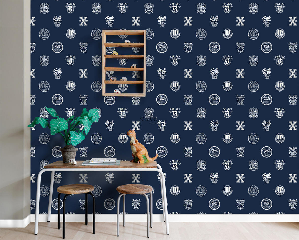 TAPETE Schulembleme 53 cm x 10.05 m - Blau, Papier (53/1000cm) - ESTAhome