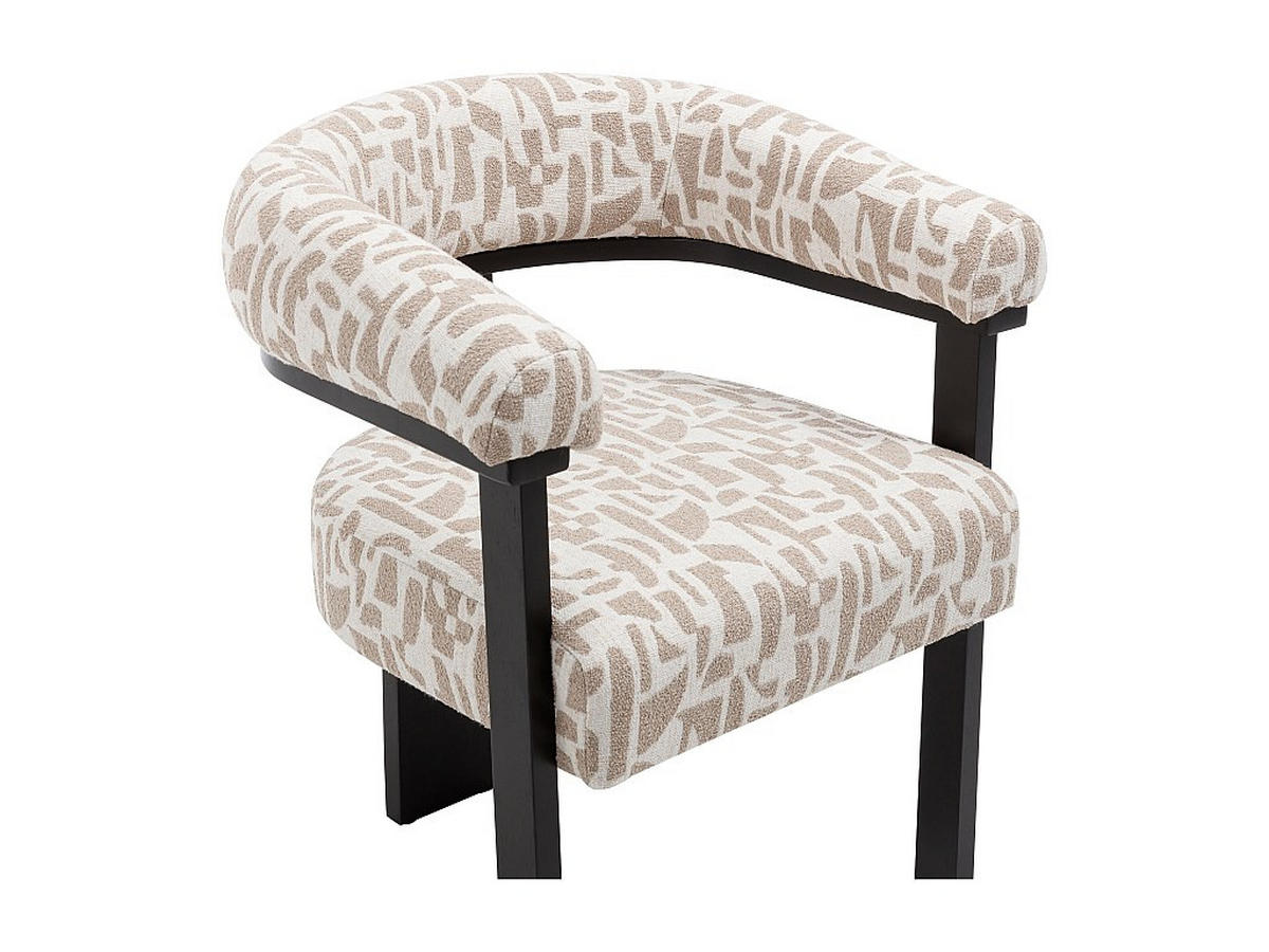 STUHL mit Armlehnen 6er-Set - Strukturstoff Bicolor & Kautschukholz schwarz - Creme & Taupe - LIVELIA - Schwarz, Textil (60/78/64cm) - Vente-Unique