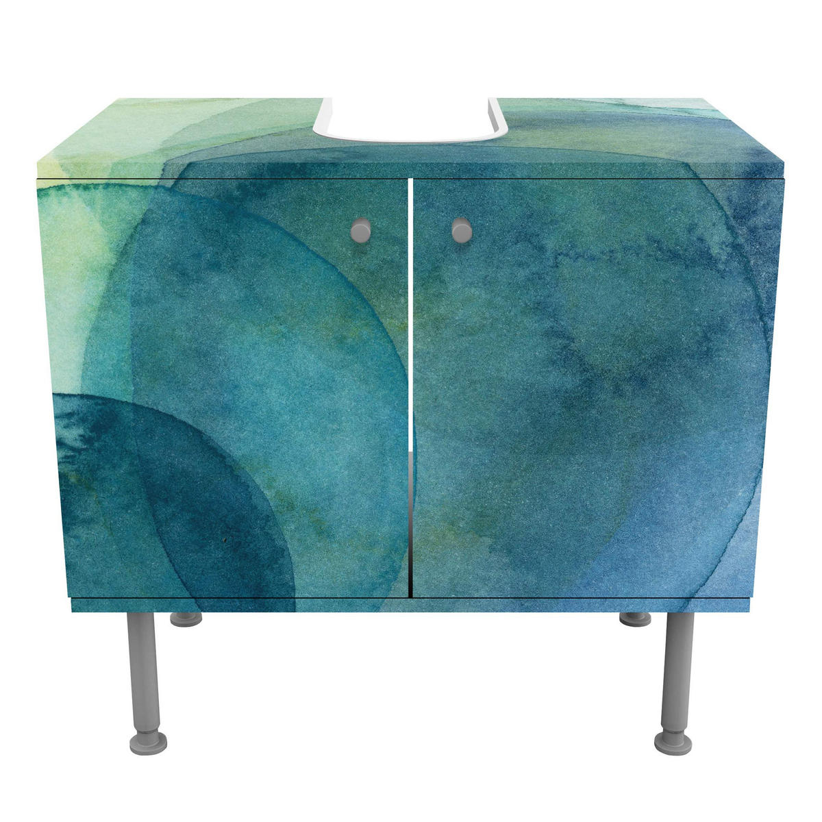 WASCHBECKENUNTERSCHRANK Urknall - grün 60/55/35 cm - Blau, Holzwerkstoff (60/55/35cm) - Bilderwelten