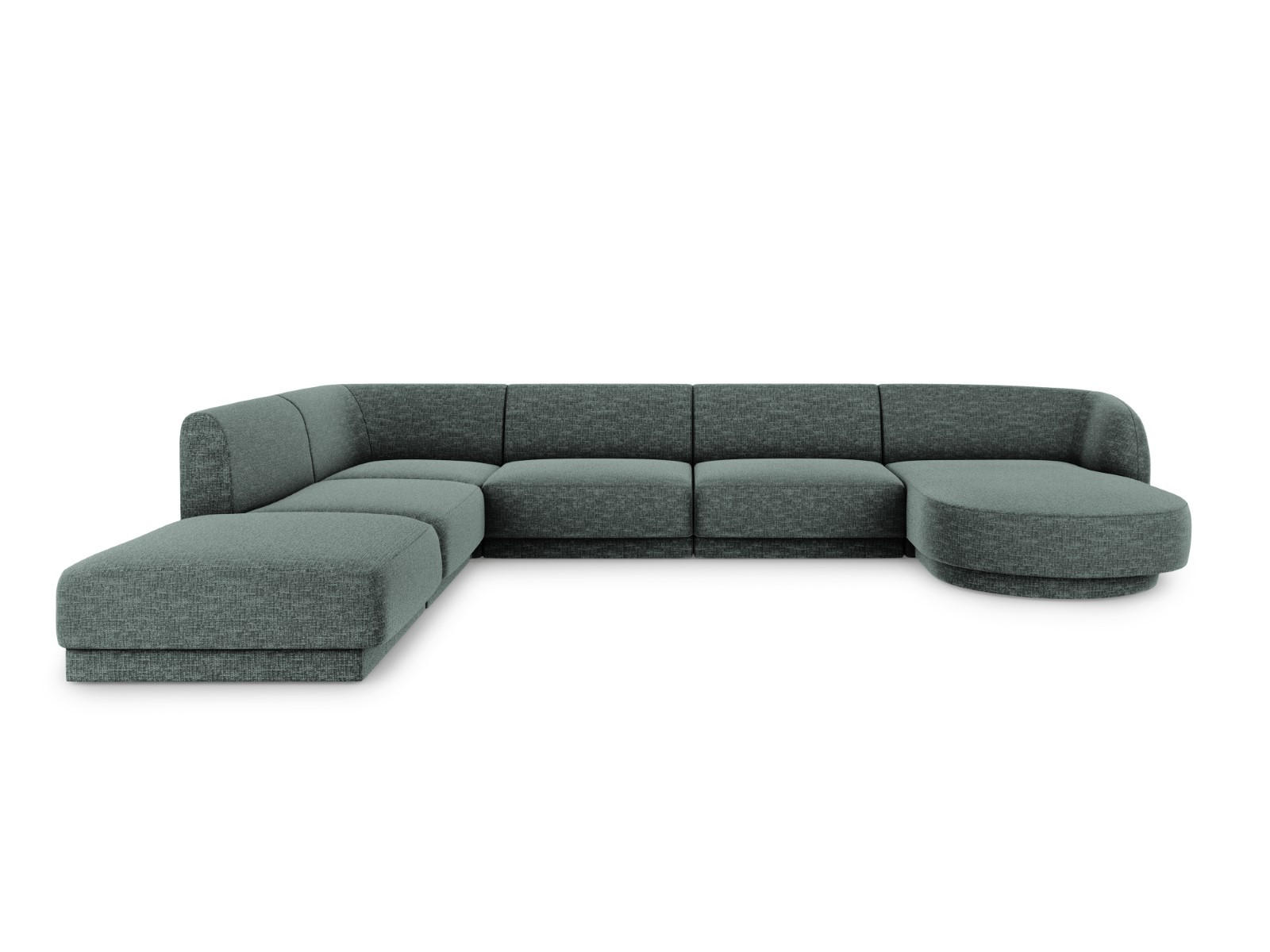 PANORAMASOFA links Miley aus Chenille-Stoff petrol 6 Sitzplätze - Petrol, Textil (255/70/330cm) - Micadoni