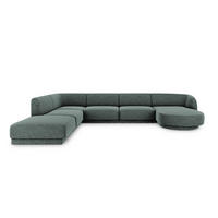 PANORAMASOFA links Miley aus Chenille-Stoff petrol 6 Sitzplätze - Petrol, Textil (255/70/330cm) - Micadoni