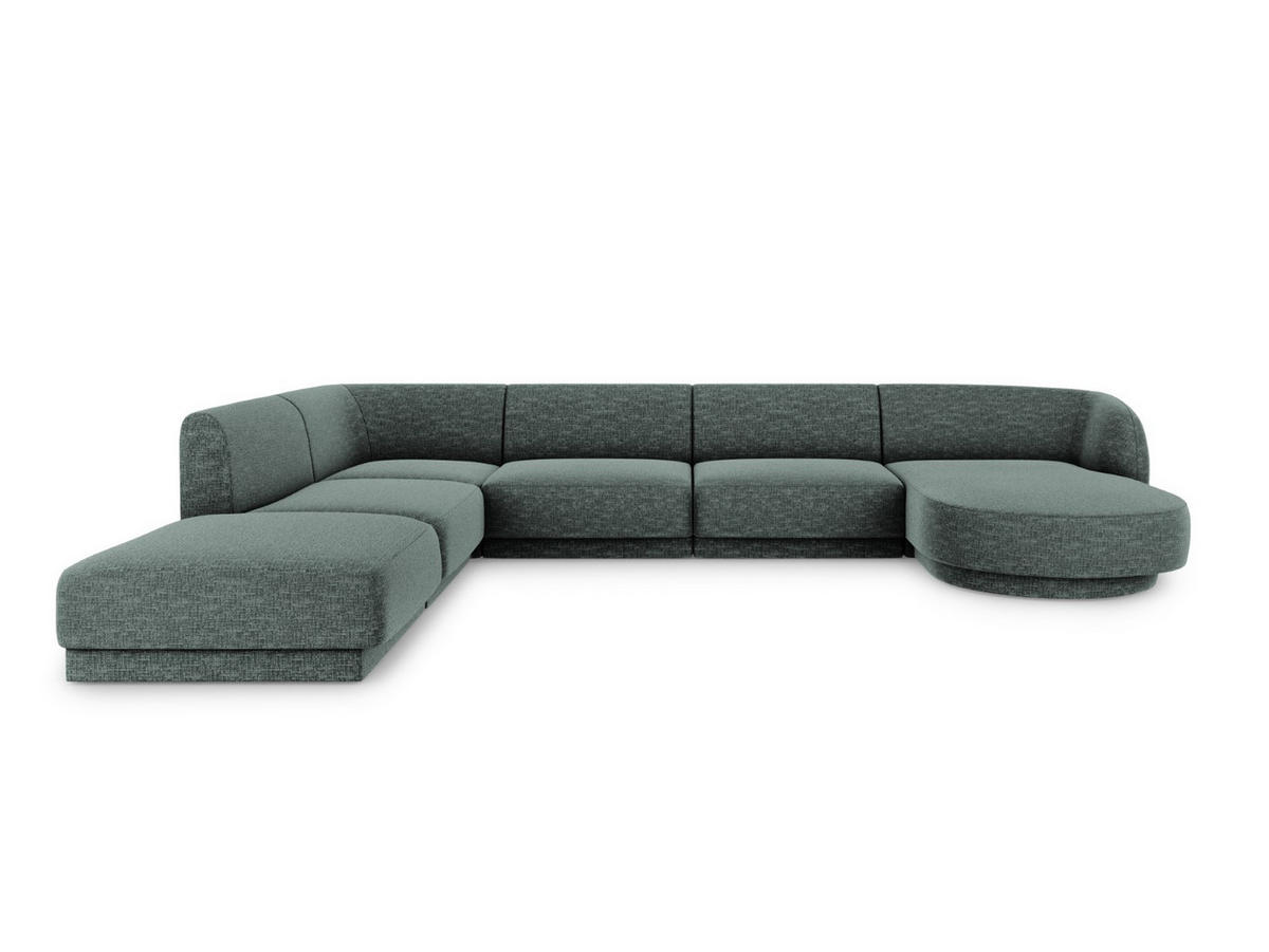 PANORAMASOFA links Miley aus Chenille-Stoff petrol 6 Sitzplätze - Petrol, Textil (255/70/330cm) - Micadoni