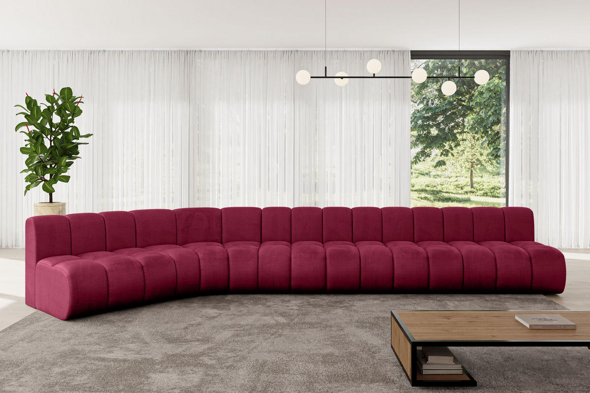 ECKSOFA modulares Sofa Montra-L3 - 472x174x70 cm Bordeauxrot - Bordeaux, Holzwerkstoff/Textil (472/174cm) - ALTDECOR