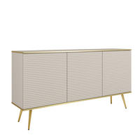 SIDEBOARD BANFF KOM2-3D Goldene Metallbeine, geriffelte Fronten, Beige - Beige, Holzwerkstoff/Kunststoff (160/85/39cm) - Komodee