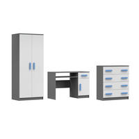 KINDERZIMMER-SET INGE V 3-teilig in Weiß+Grau/Blau - Blau/Weiß, Holzwerkstoff (270/50/192cm) - Deine Möbel 24