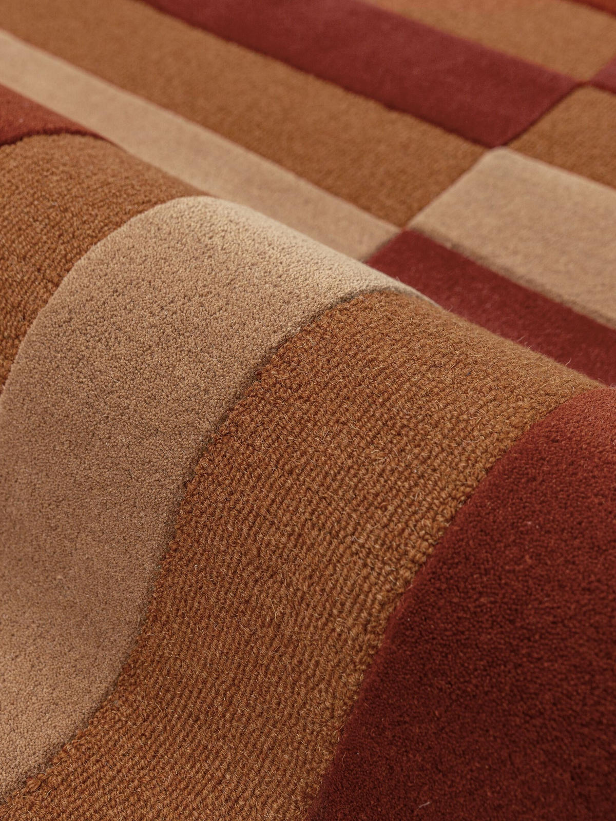 WOLLTEPPICH handgetuftet LUNAN, Blockstreifen, Terrakotta, 160 x 230 cm - Orange, Textil (160/230cm) - KADIMA DESIGN