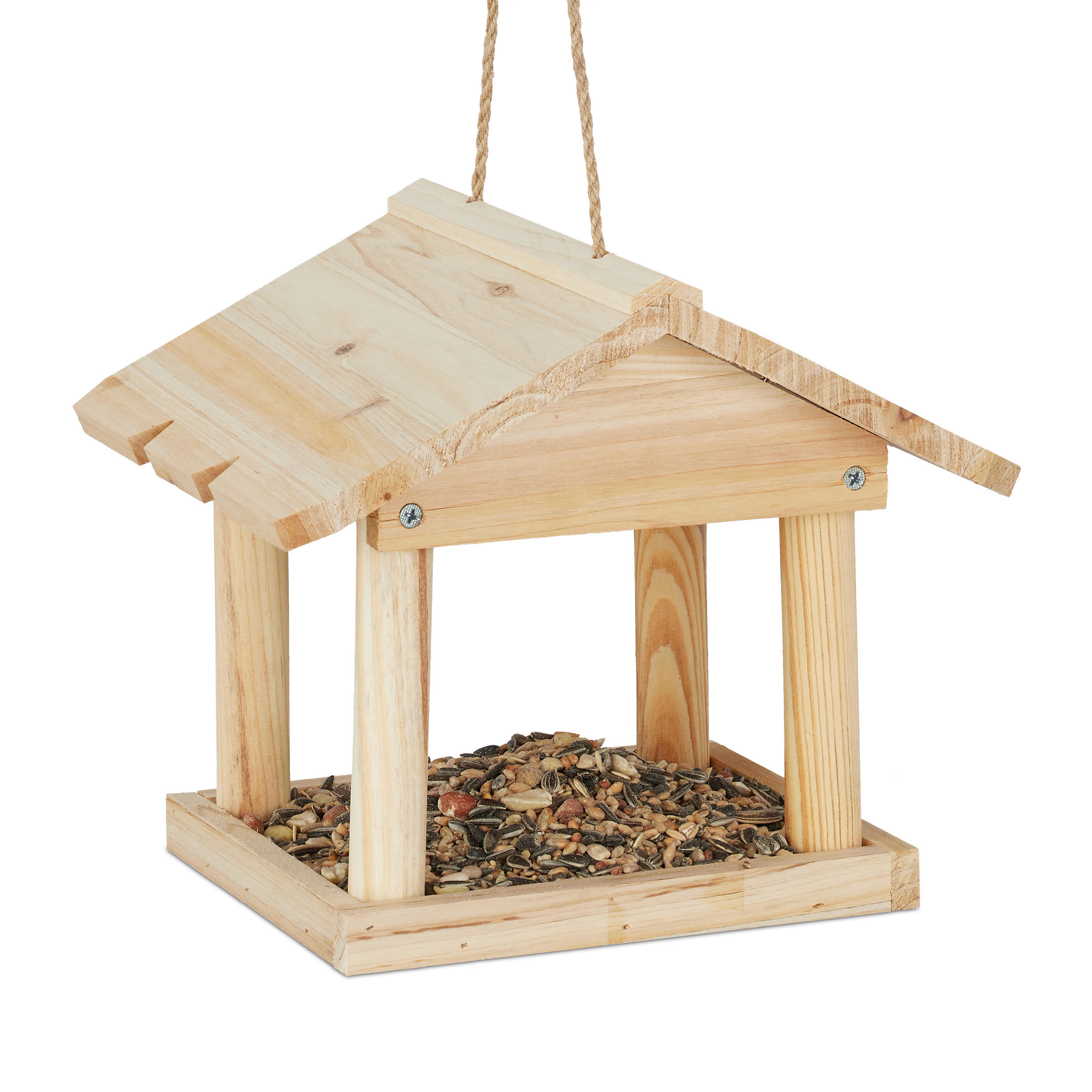 HRĂNITOARE Natural lemn de brad suspendabilă cu sfoară 22 x 26 x 22 cm