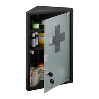 MEDIZINSCHRANK - Schwarz, Glas/Metall (30/45/17.5cm) - Relaxdays