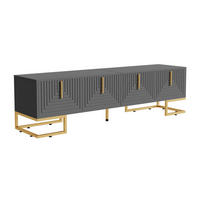 TV STOLEK šedý a zlatý 170 cm s geometrickou texturou a 4 dvířky - šedá, kompozitní dřevo (170/45.5/40cm) - Urban Meuble