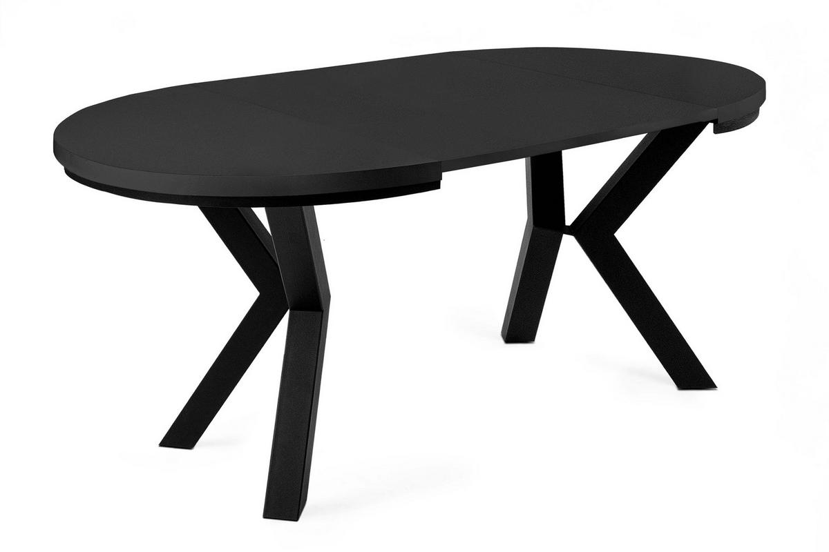 ESSTISCH ROSTEL Ausziehbar 100-180cm Rund, mattschwarz - Schwarz, Holz (100/180/75cm) - KONSIMO®