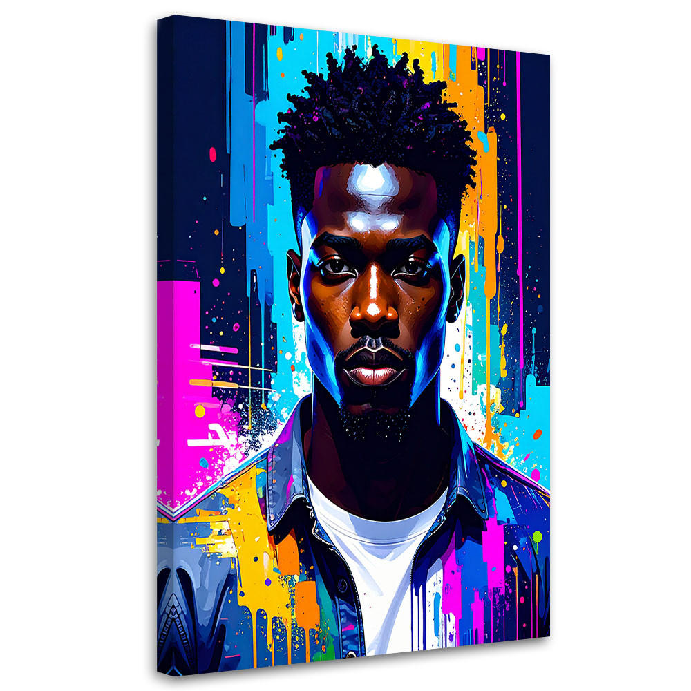 LEINWANDBILD Abstrakt Porträt eines Mannes 80x120cm - Multicolor, Textil (80/120cm) - Feeby