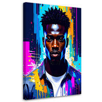 LEINWANDBILD Abstrakt Porträt eines Mannes 80x120cm - Multicolor, Textil (80/120cm) - Feeby