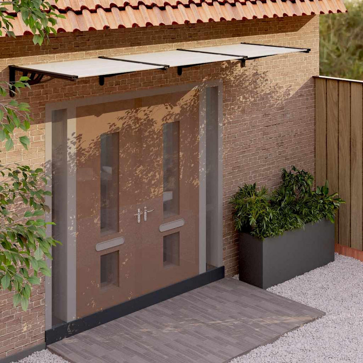 TÜRVORDACH Schwarz Und Transparent 297.5/90 Cm Polycarbonat - Transparent, Kunststoff (297.5/27.5/90cm) - vidaXL