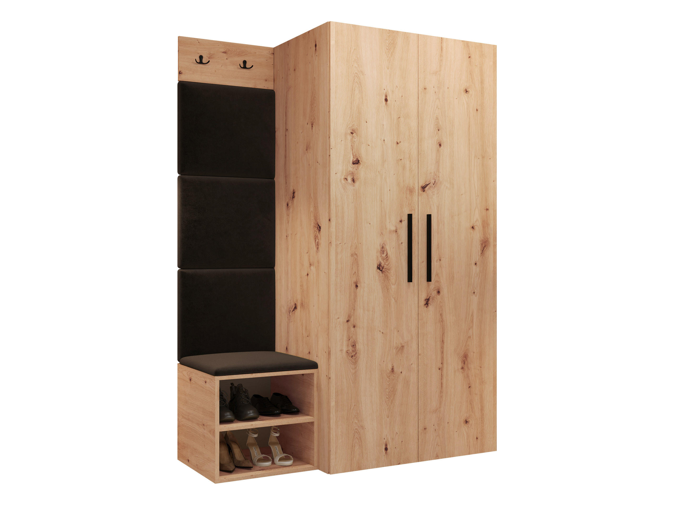 GARDEROBEN-SET Medi IV - Schwarz/Braun, Holzwerkstoff/Kunststoff (80/191/50cm) - MIRJAN24