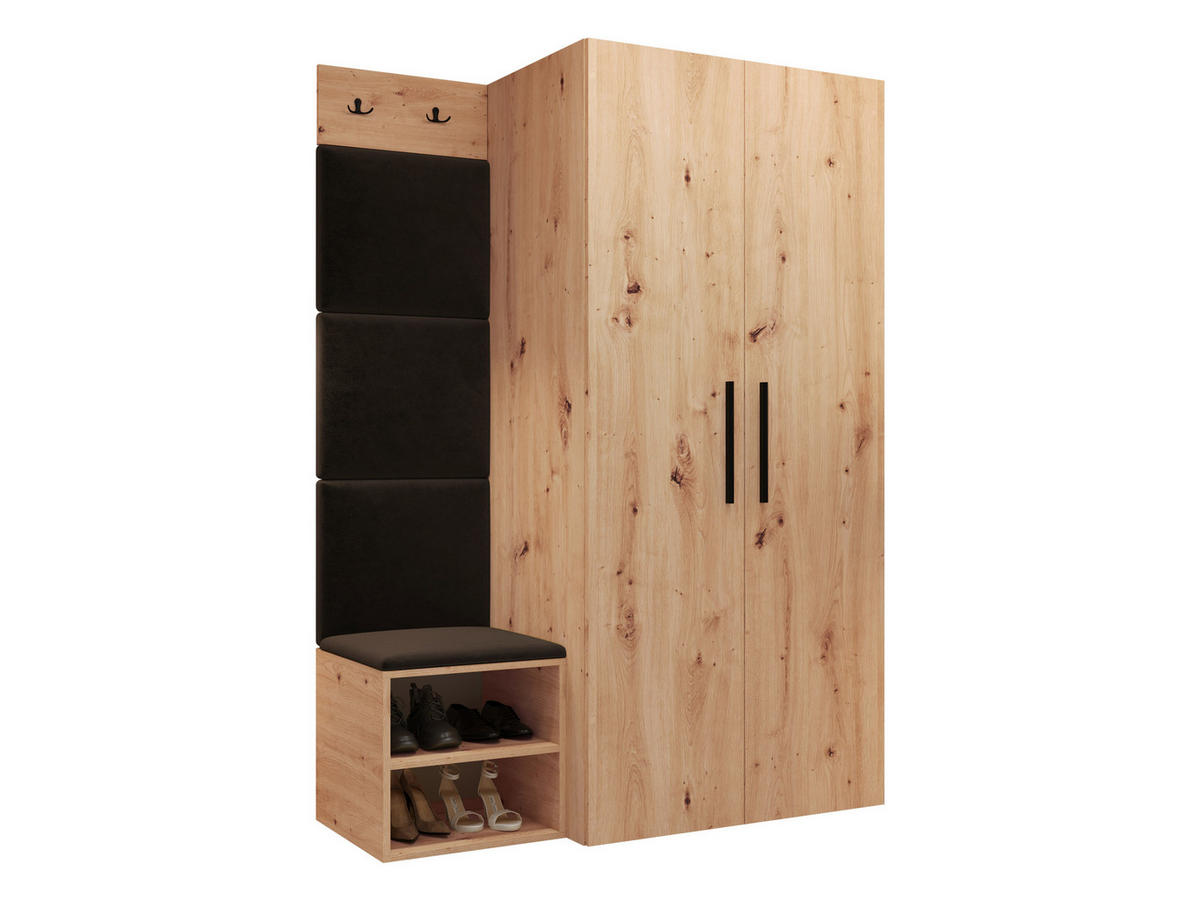 GARDEROBEN-SET Medi IV - Schwarz/Braun, Holzwerkstoff/Kunststoff (80/191/50cm) - MIRJAN24