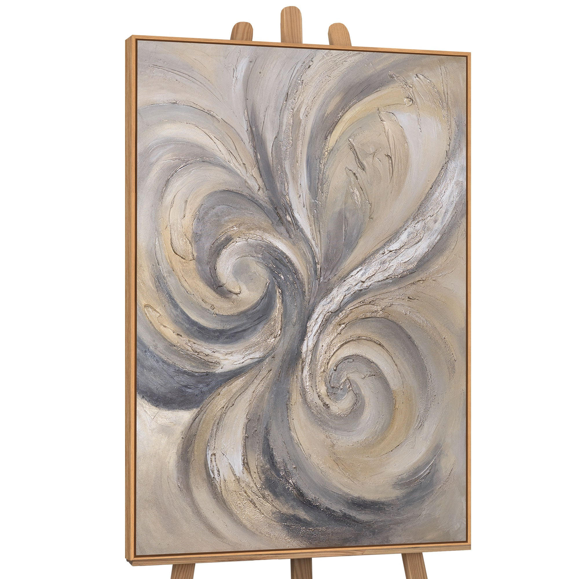 GEMÄLDE Sand und Wolken Schattenfugenrahmen Eichefarben 140x100 cm - Eichefarben, Holz (140/100cm) - YS-art gallery
