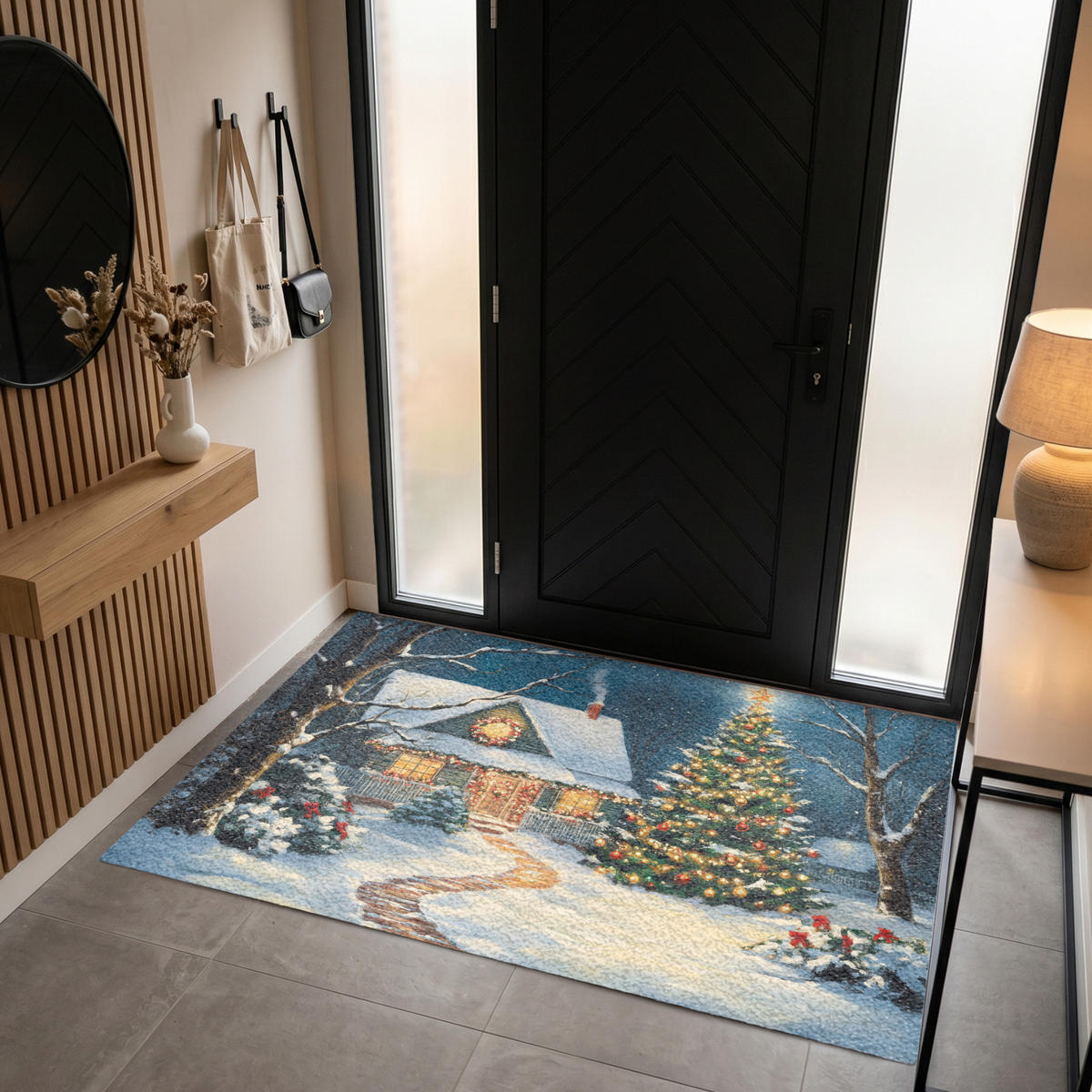 ROHOŽKA Vianoce - Vianočný stromček - Zima - Domov - Sneh 180x120 cm - viacfarebná, plast (180/120cm) - MuchoWow