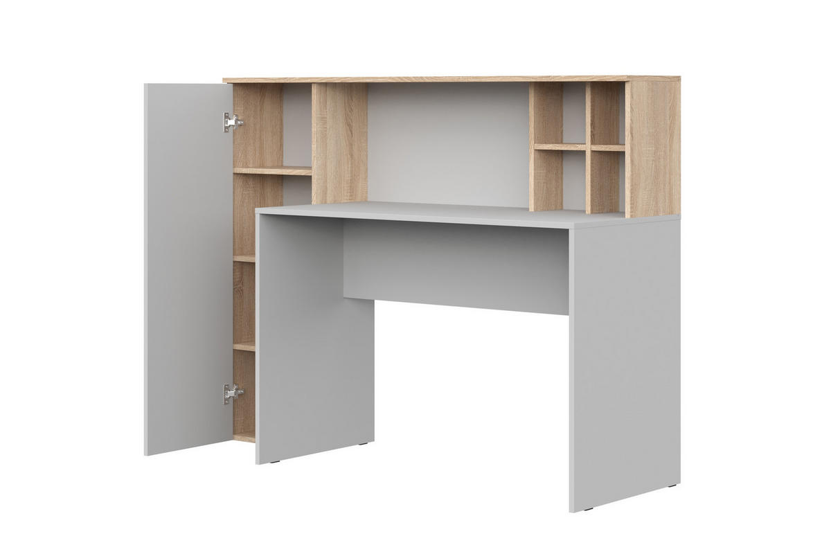 SCHREIBTISCH Weiß, Sonoma Eiche 153/116/54 - Weiß/Sonoma Eiche, Holzwerkstoff (54/153/116cm) - RAUMHIRSCH FURNITURE