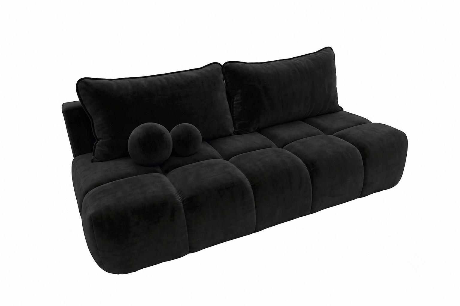 SOFA Mit Schlaffunktion Und Bettkasten, Veloursstoff Bluvel, Schwarz, COCO - Schwarz, Holz (205/97/105cm) - Kaiser Möbel