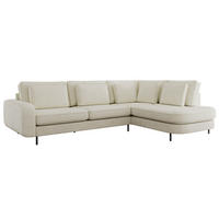 ROHOVÁ SEDAČKA CALENO L - Krémová Hrubě tkaná žinylka - Levá Strana - černá/krémová, kov/textil (317/225cm) - MKS