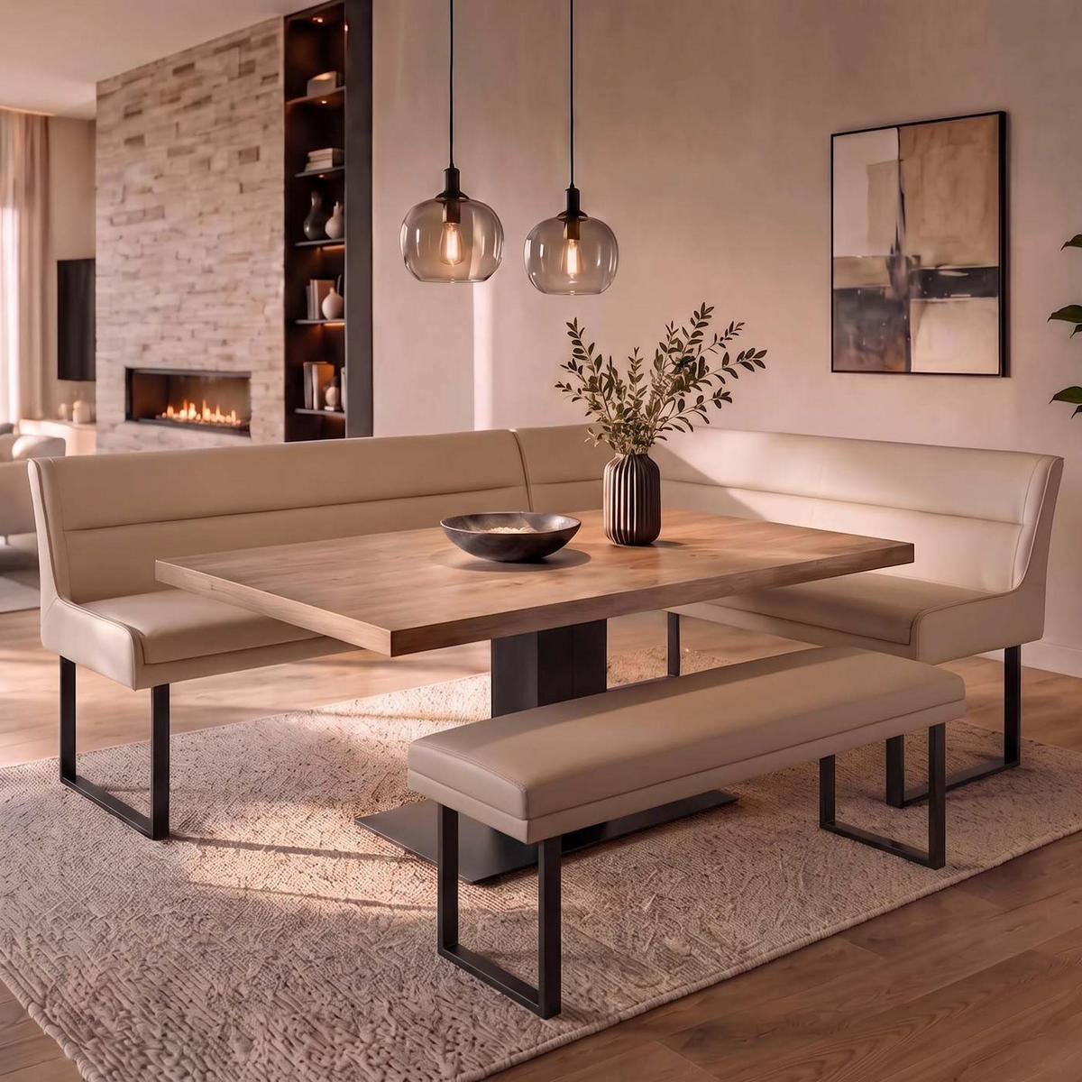 SITZBANK Beige - Beige, Kunststoff (120/50/43cm) - MCW