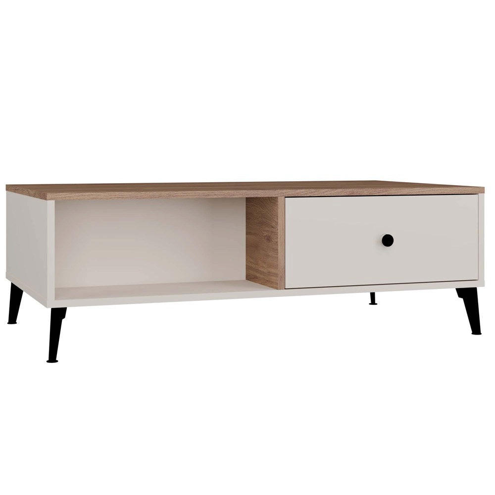 COUCHTISCH Tova Beige/Eiche - Beige, Holzwerkstoff (60/110/37cm) - kommodly