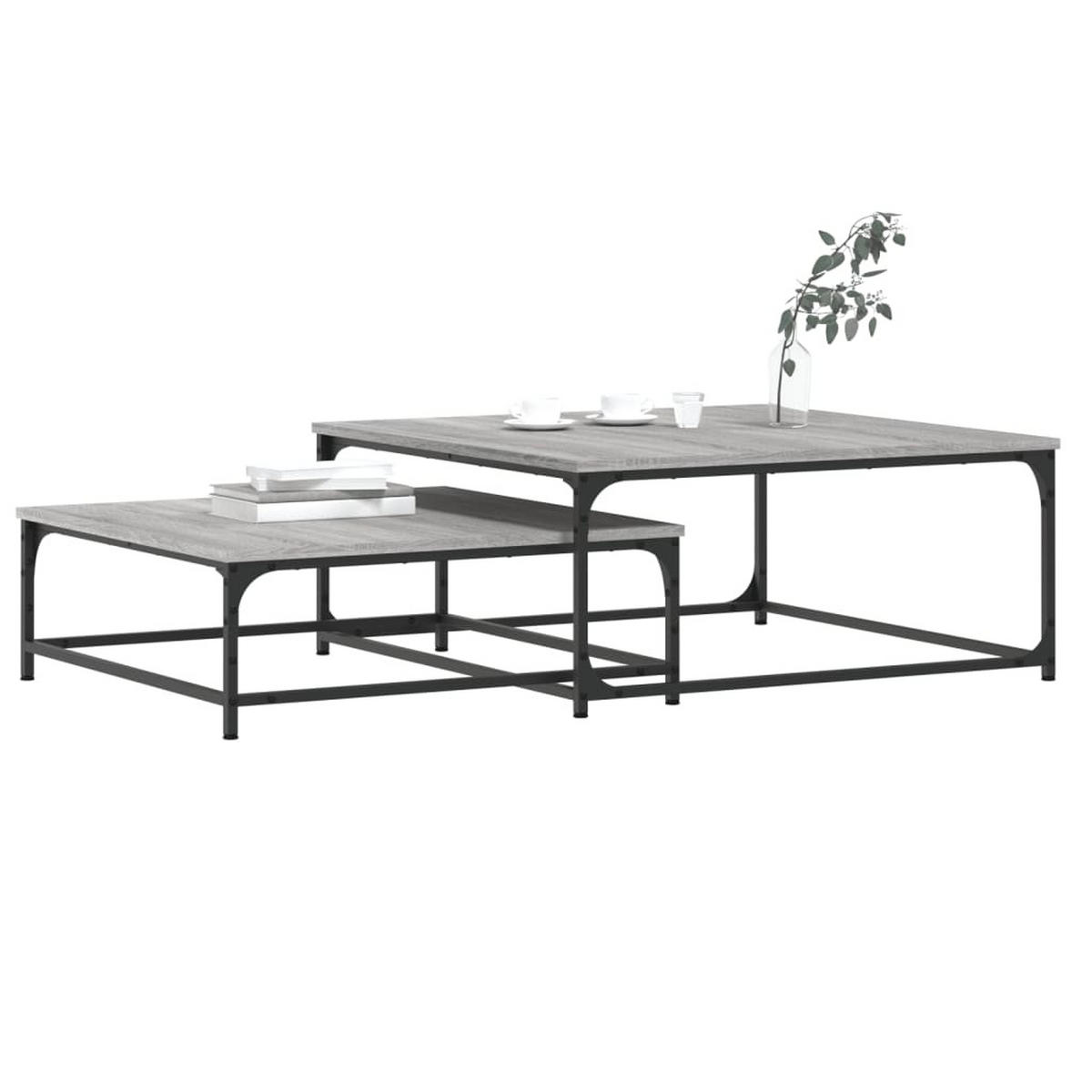 SATZTISCHE 2 Stk. Grau Sonoma Holzwerkstoff - Grau, Holzwerkstoff (80/80/35cm) - furnicato