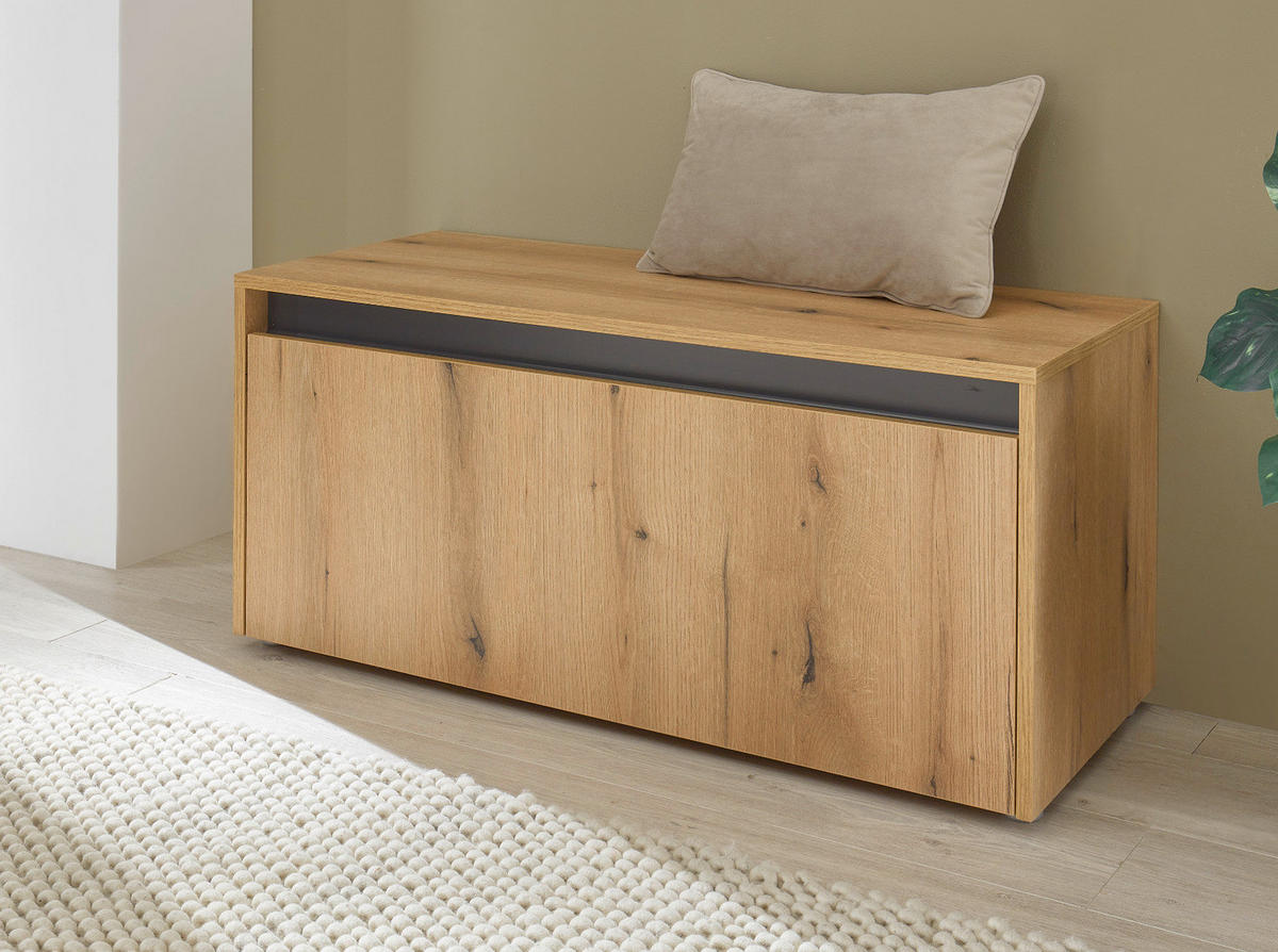 GARDEROBE Sitzbank in Evoke Eiche und grau Garderobenbank 100 cm Center - Eichefarben/Schwarz, Holzwerkstoff/Kunststoff (100/45/45cm) - Furn.Design