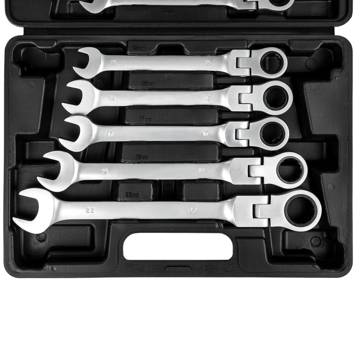 RATSCHENSCHLÜSSELSATZ, inklusive Kunststoffkoffer,schwarz - Schwarz, Metall (33/24/5.5cm) - tectake