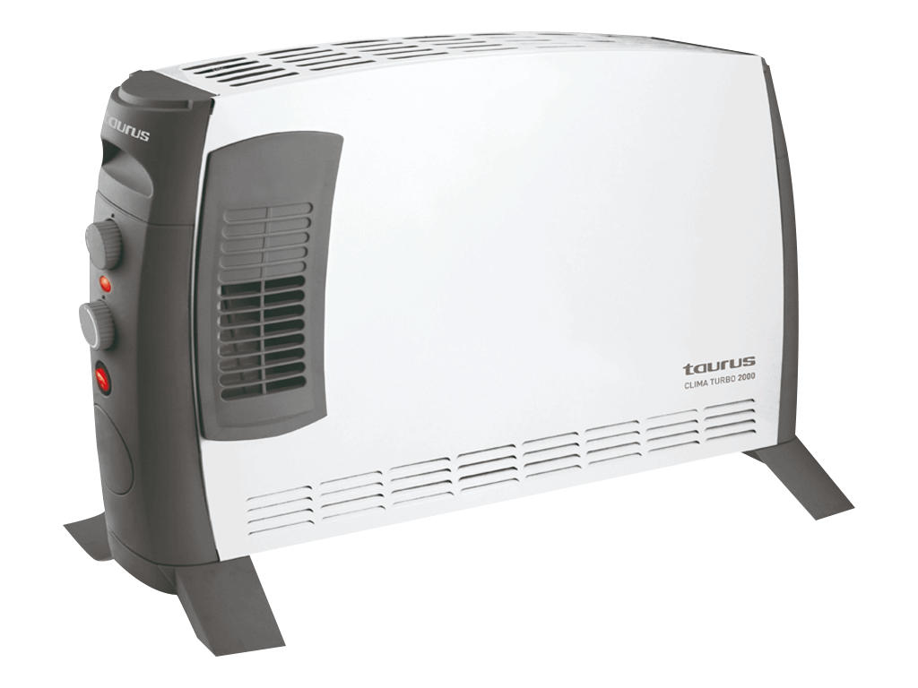 ELEKTROHEIZUNG – Taurus Clima Turbo 2000 W – Konvektor, 3 Heizstufen, Thermostat, Turbo-Funktion, Leise, Tragbar, Stabiler Standheizkörper, Weiß - Weiß, Metall (14/15/40cm)