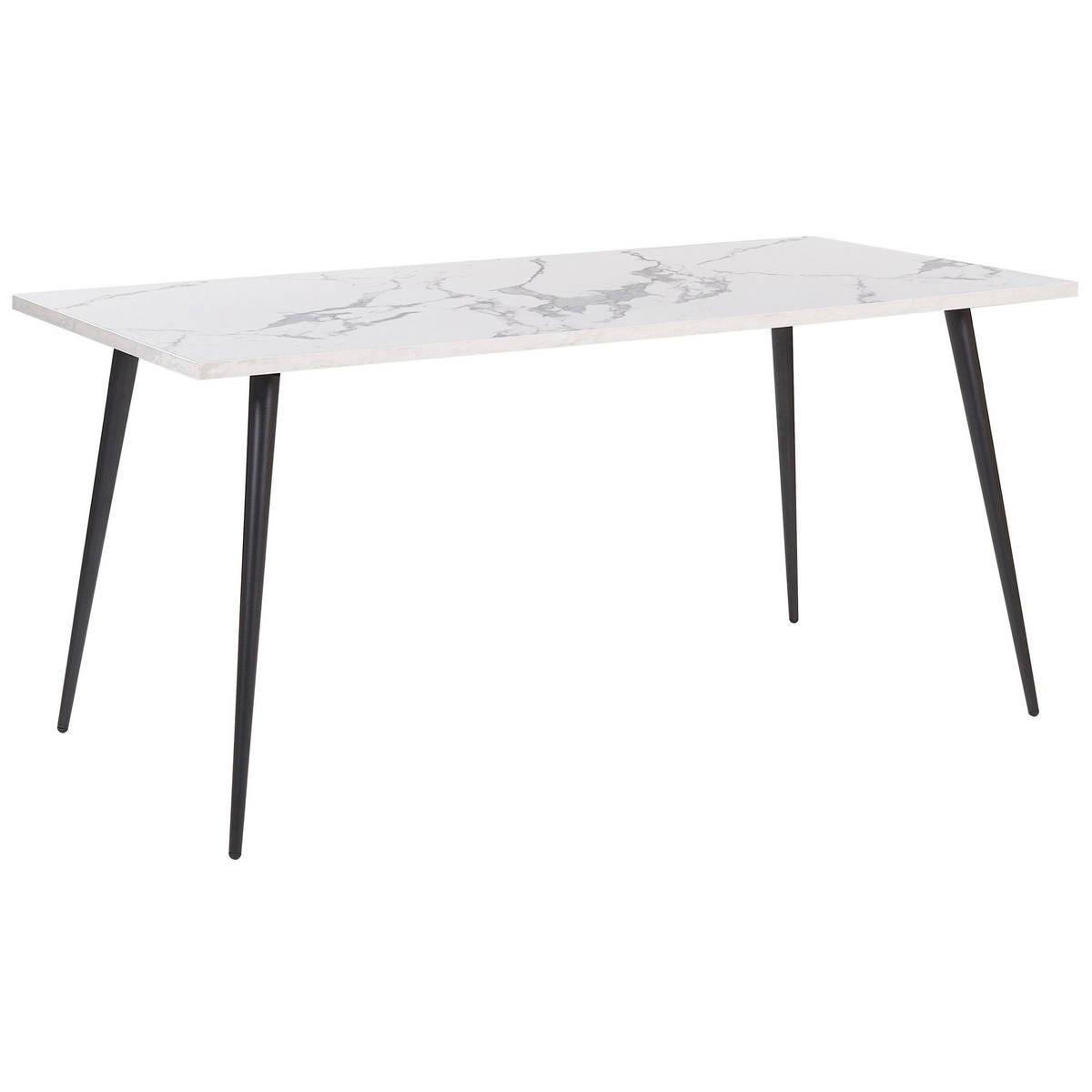 ESSTISCH 160/80/76 cm Weiß schwarz Rechteckig Santiago - Weiß, Holzwerkstoff (160/80/76cm) - Beliani