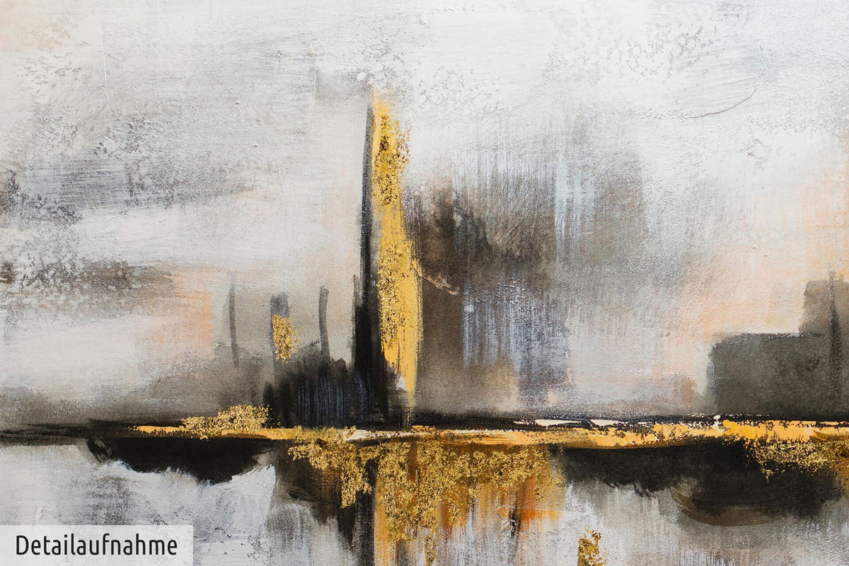 ÖLGEMÄLDE 120/60 cm - Goldfarben/Grau, Holz/Textil (120/60cm) - KUNSTLOFT