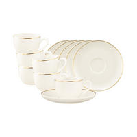 ESPRESSOTASSEN MIT UNTERTASSEN Savona Goldlinie creme 110 ml 6er Set - Creme, Keramik (13/6.8/13cm) - Seltmann Weiden