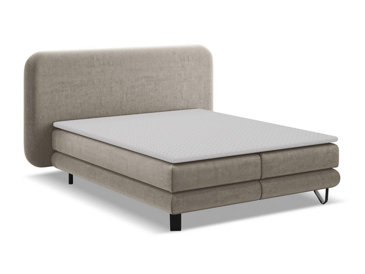POLSTERBETT mit Bettkasten und Lattenrost 160x228 Beige - Beige/Schwarz, Kunststoff/Textil (140/200cm) - Makamii