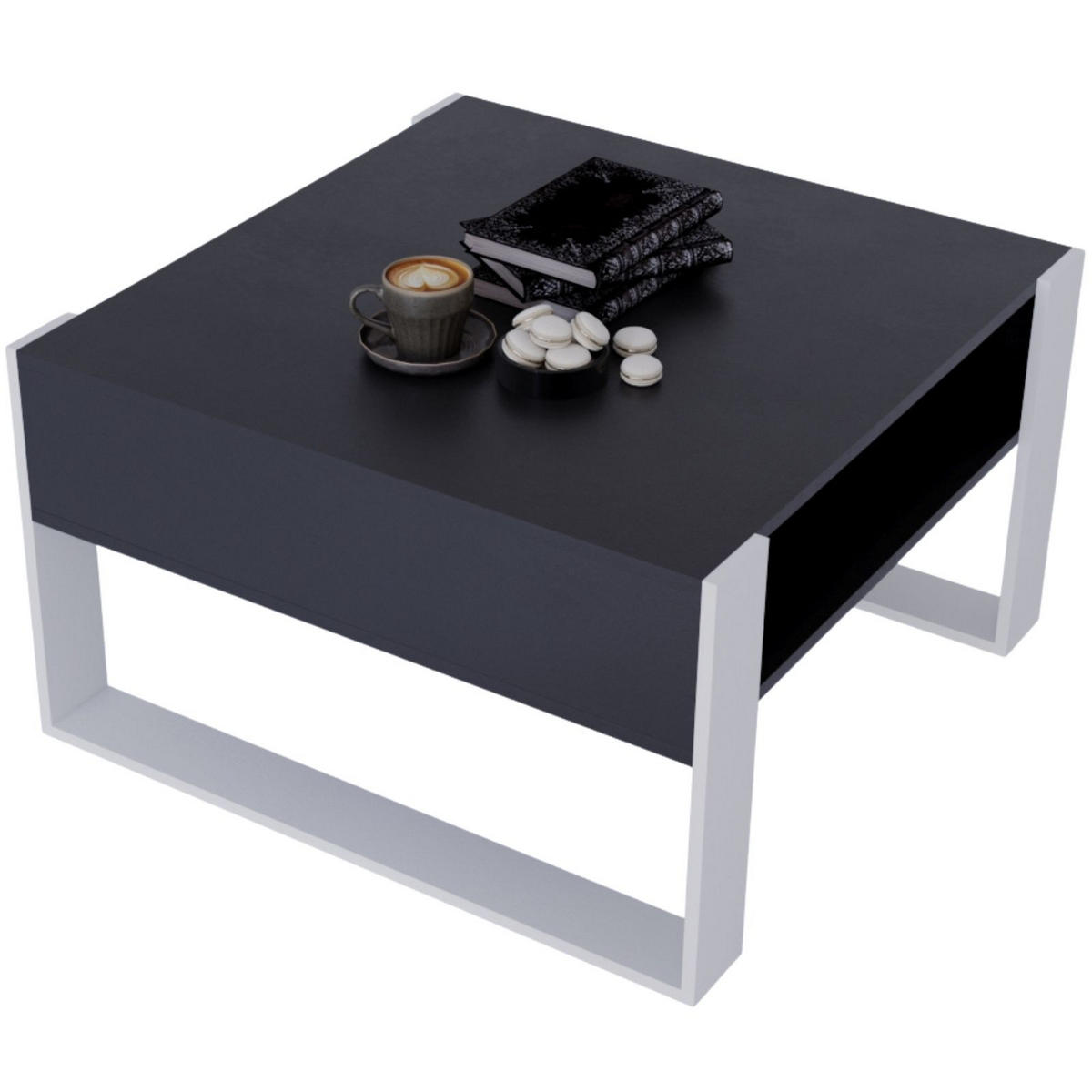 COUCHTISCH Holzwerkstoff rechteckig stabil Schwarz 45/71.5/68cm - Schwarz/Weiß, Holzwerkstoff (71.5/68/45cm) - CraftPAK