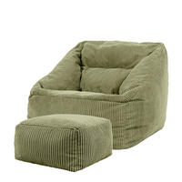 SITZSACK Cord Sessel Natalia mit Hocker - Salbeigrün, Textil (100/80/88cm) - icon