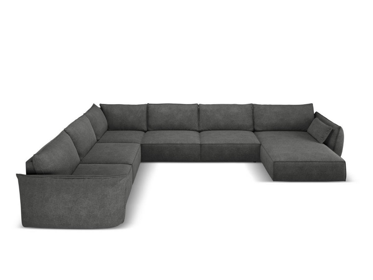 PANORAMASOFA links Kaelle aus Chenille-Stoff dunkelgrau 8 Sitzplätze - Dunkelgrau, Textil (284/85/384cm) - Micadoni
