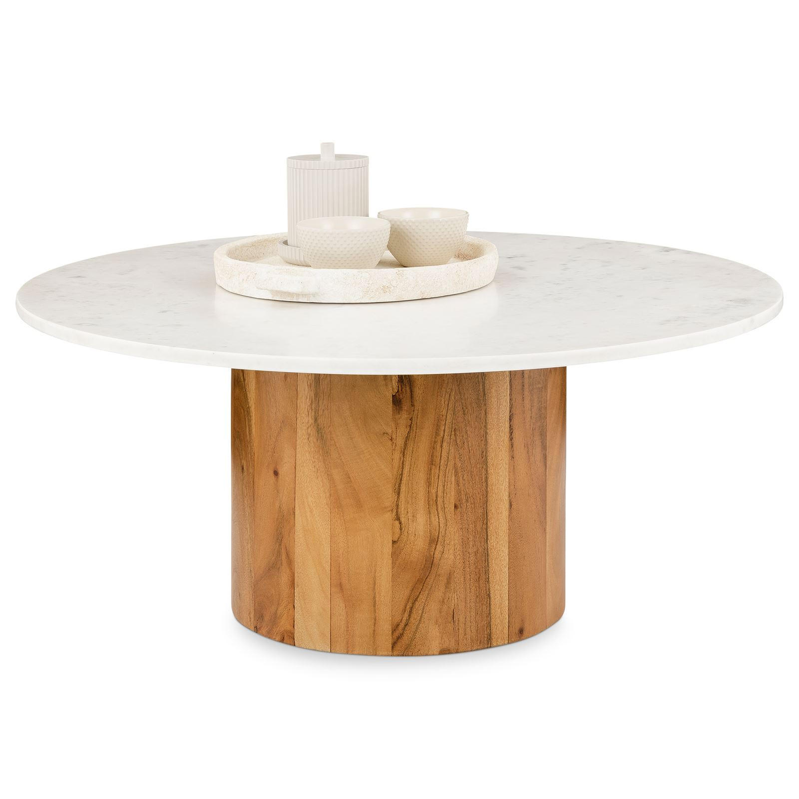 COUCHTISCH GANGA weiß/natur - Weiß/Naturfarben, Naturmaterialien/Holz (80/80/35cm) - IDIMEX