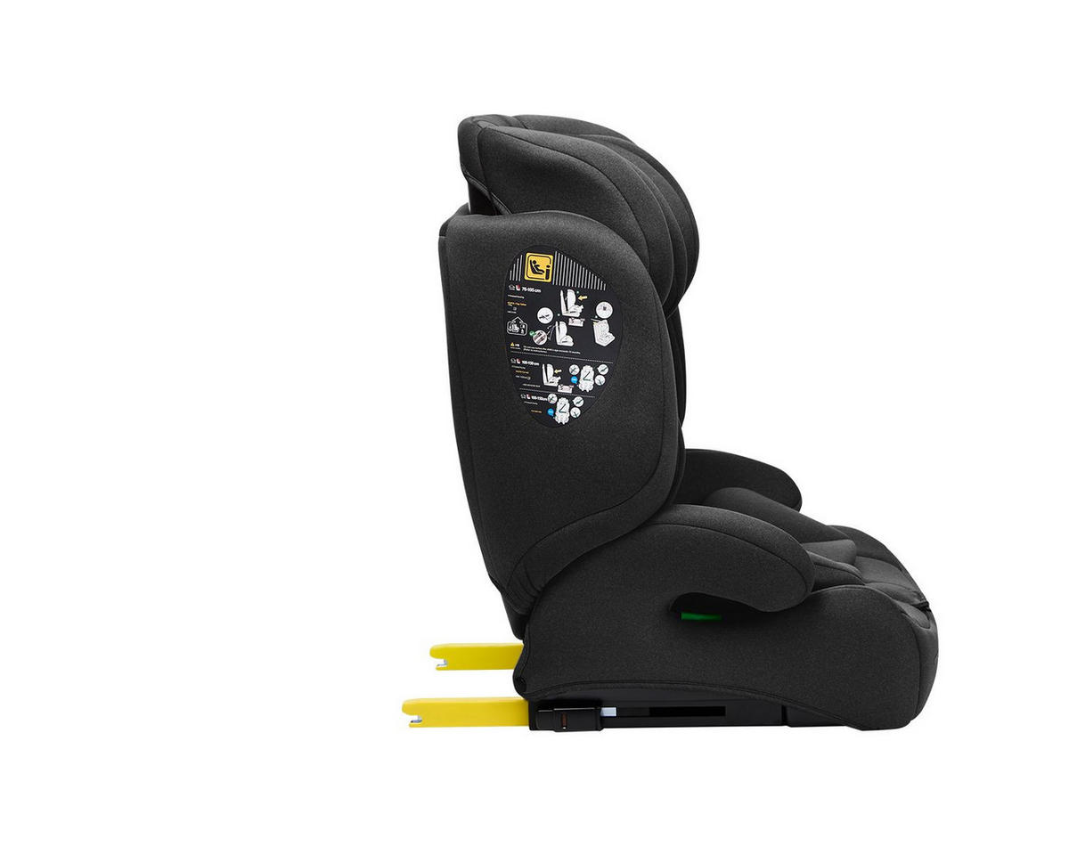 KINDERSITZ I-Bronn i-Size schwarz (76-150cm) Isofix, Top Tether, Kissen, Gurt - Schwarz, Kunststoff (43/59/46cm) - Kikka boo