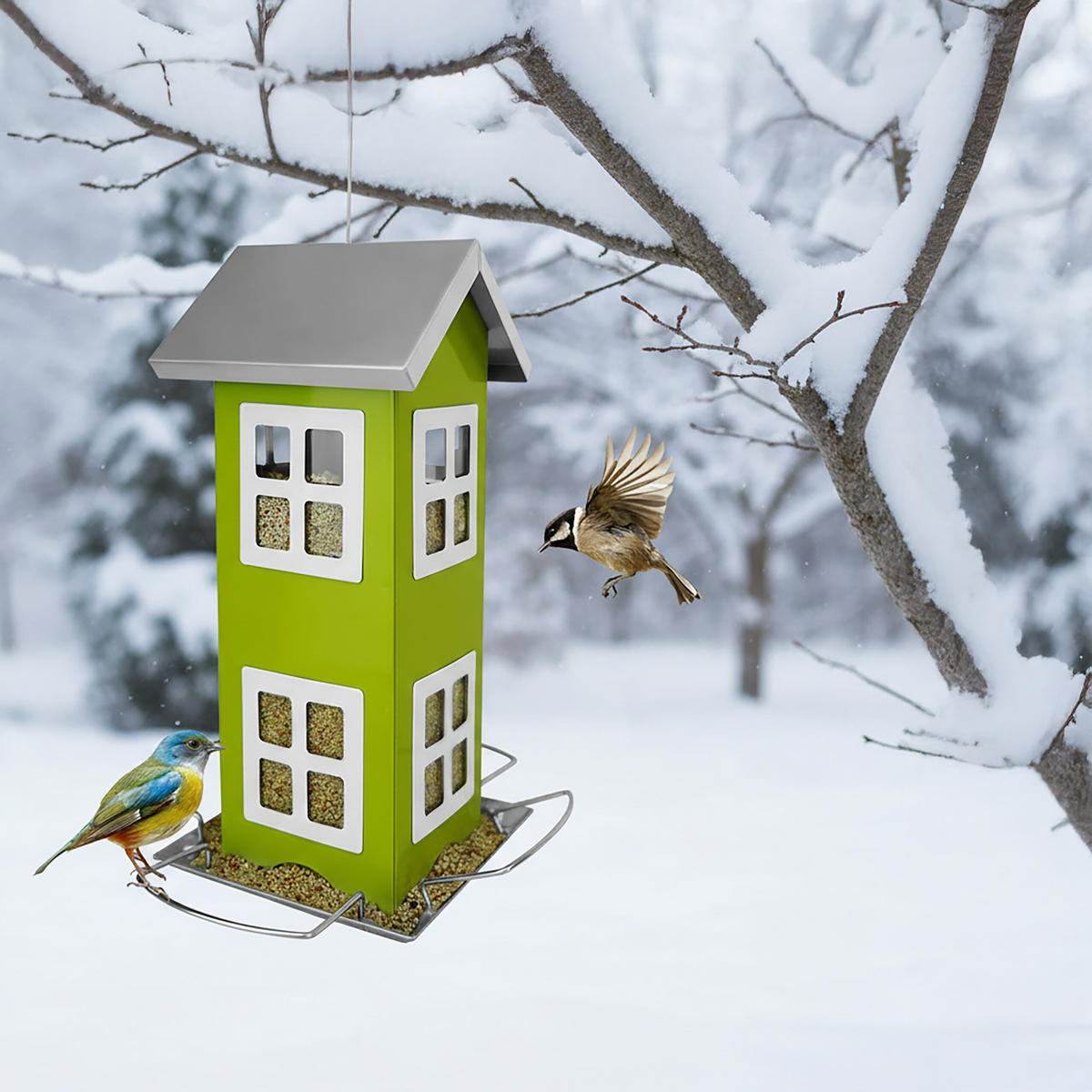 VOGELHAUS - Grün, Metall (12/26/12cm) - Relaxdays